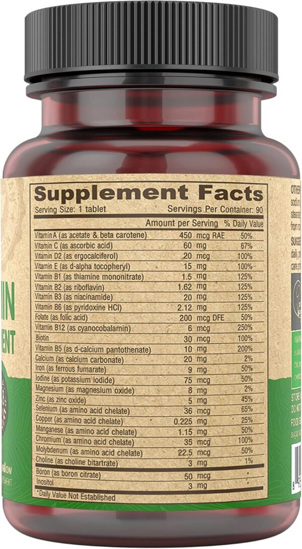DEVA Tiny Tablets Vegan Vitamins Multivitamins for Women & Men, Multivitamin with Iron, Mineral Supplement, Vitamin C, Vitamin B Complex, Vitamin B12, Vitamin E, Zinc, Gluten Free, 90 Tablets