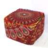 81yye3tFc-L._AC_SL1500_.jpg CRAFT KALA Large Hippie Mandala Meditation Floor Ottoman Pillow Cushion Pouf Cover Square Poufs Cover Bohemian Circle Floor Cushion Case Outdoor Fireplace Living Room Decor 18X18X14 inches, Red Mirchi