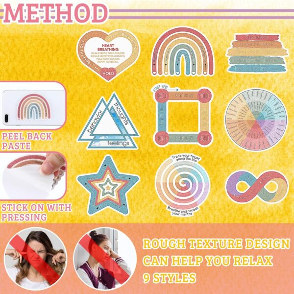 Crtiin 80 Pcs Anxiety Sensory Stickers Calm Anxiety Textured Stickers Mindfulness Relief Mental Health Sticker Anti Stress Sensory Items Anxiety Relief for Kids Adults Office School Counselor Supplies