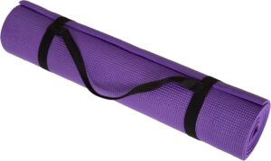 Yoga Mat - Double Sided 1/4-Inch Workout Mat - 71x24-Inch Exercise Pad for Home Gym Fitness or Pilates with Carrying Strap by Wakeman (Black)