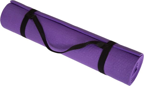 Yoga Mat - Double Sided 1/4-Inch Workout Mat - 71x24-Inch Exercise Pad for Home Gym Fitness or Pilates with Carrying Strap by Wakeman (Black)