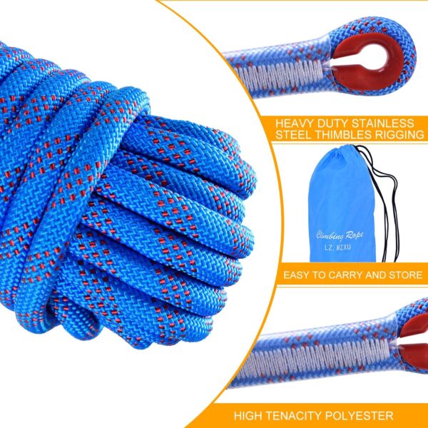 Climbing Rope, 12 mm Static Climbing Rope, 32FT(10M) 65FT(20M) 100FT(30M) 164FT(50M) Outdoor Rock Climbing Rope, Escape Rope, Rappelling Rope, Fire Rescue Parachute Rope