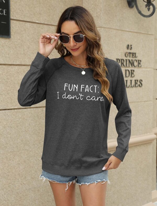 EADINVE "FUN FACT: I don't care Letter Print Women's Crewneck Sweatshirt Raglan Long Sleeve Casual Pullover Tops
