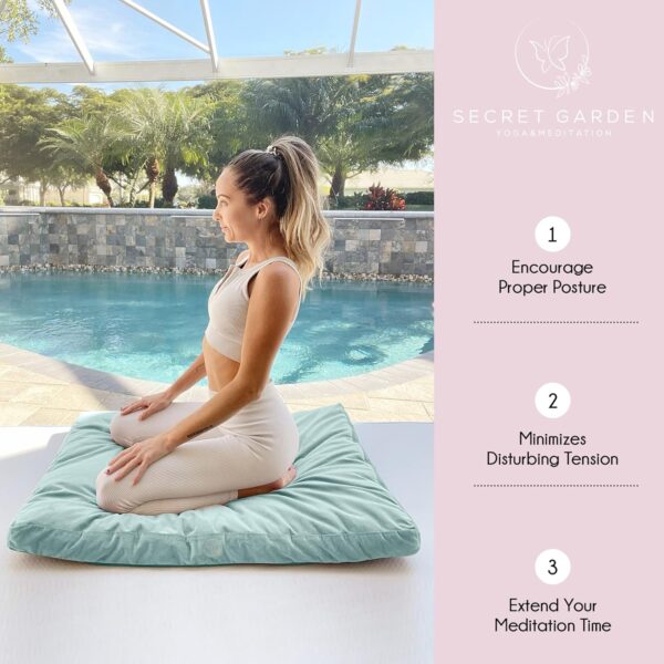 Secret Garden Large Zabuton Meditation Cushion – Meditation Mat to Achieve Full Serenity – Zabuton Mat to Reduce Stress – Comfortable Meditation Cushion – Zabuton Meditation Mat Samadhi Cushion