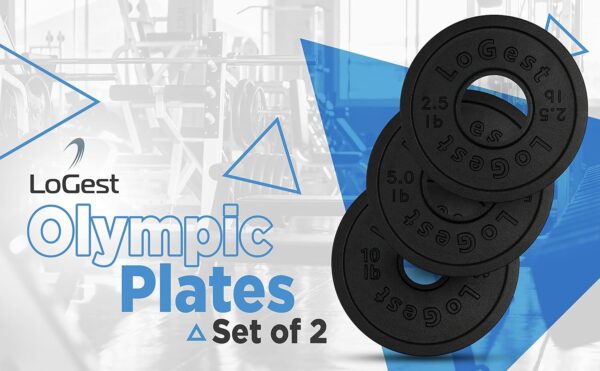 Logest Pair Olympic Plates - Barbell Weights Set of 2 Weight Plates for Olympic Bars Perfect for Strength Training Plates Exercise Balance Increase Available in 2.5LB 5LB 10LB Weight Plate