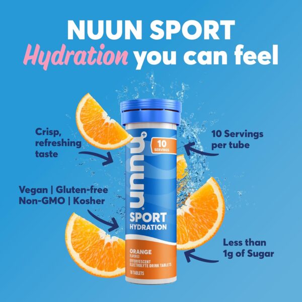 Nuun Sport: Electrolyte Drink Tablets, Orange, 10 Count (Pack of 4)