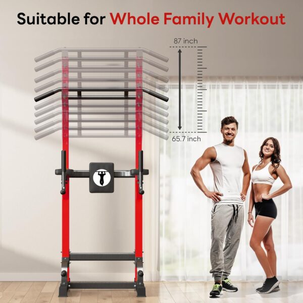 SogesPower Power Tower Pull Up Bar Station Multi-Function Pull Up Bar Stand for Home Gym, Adjustable Height Pull Up Dip Station Dip Bar Strength Training Fitness Equipment,Up to 500LBS