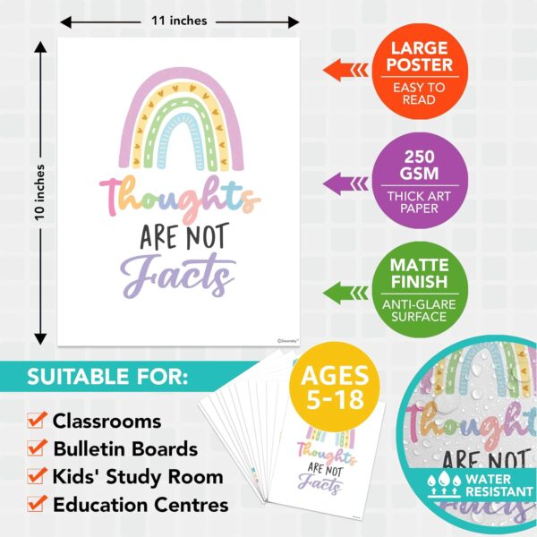 Decorably 18 Mental Health Posters for Classroom, 8x10in Matte-Laminated Inspirational School Psychologist Office Decor