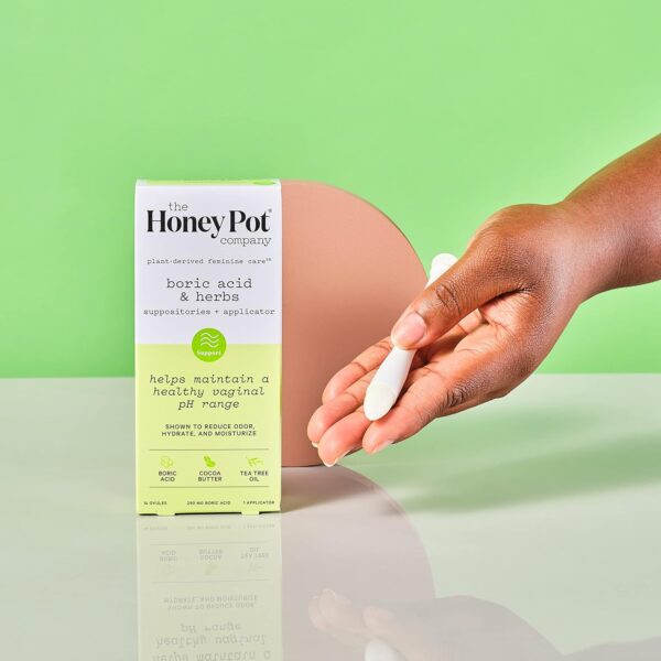 The Honey Pot Company 7 Day Boric Acid & Herbs Suppositories - Maintains and Balances Healthy Vaginal pH, Manages Odor, Hydrates, & Moisturizes - Gynecologist Tested