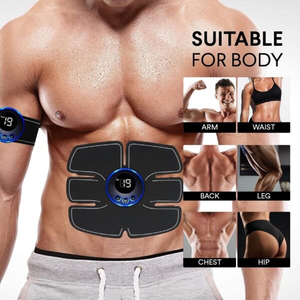 Abs Muscle -Portable Toner - Trainer Workout Equipment for Men Woman Abdomen Home Office Exercise, 10pcs Free Gel Pads