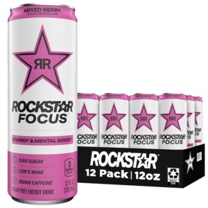 Rockstar Focus, Mixed Berry, 12 Fl Oz Cans (Pack of 12)