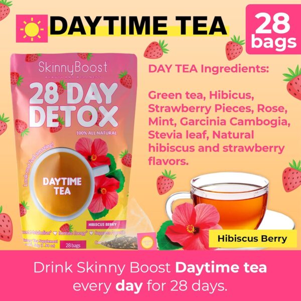 81zljUiMFCL._SL1500_.jpg SkinnyBoost 28 Day Detox Daytime Tea -HIBISCUS BERRY (28 Tea Bags) Supports Metabolism Boost, Detox, All Natural, Non GMO, Vegan, Keto Friendly