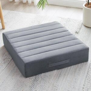 JKMAX 22 inches Floor Pillow for Adults - Large Meditation Cushion with Thick Foam & Soft Tufted Cover - Premium Outdoor Square Floor Cushion Seat - Yoga Pillows for Sitting On Floor - Dark Gray