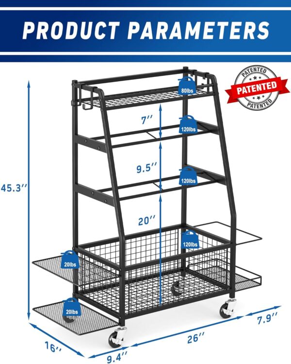 Weight Rack for Dumbbells - Dumbbell Rack for Home Gym - Home Gym Storage Rack for Dumbbells and Strength Training Equipment - Weight Rack for Home Gym with Side Shelves, Hooks and Wheels