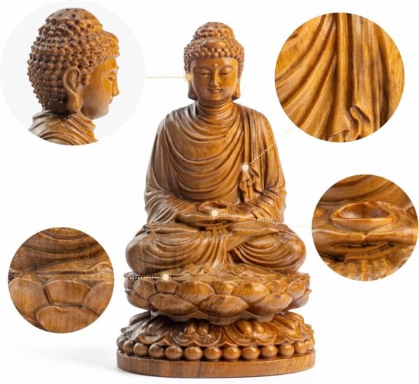 Wooden Buddha Shakyamuni Statue - Meditation Accessories, Feng Shui Decor, Zen Spiritual Gifts, Home and Altar Decoration, Buddha Room and Indoor Decor