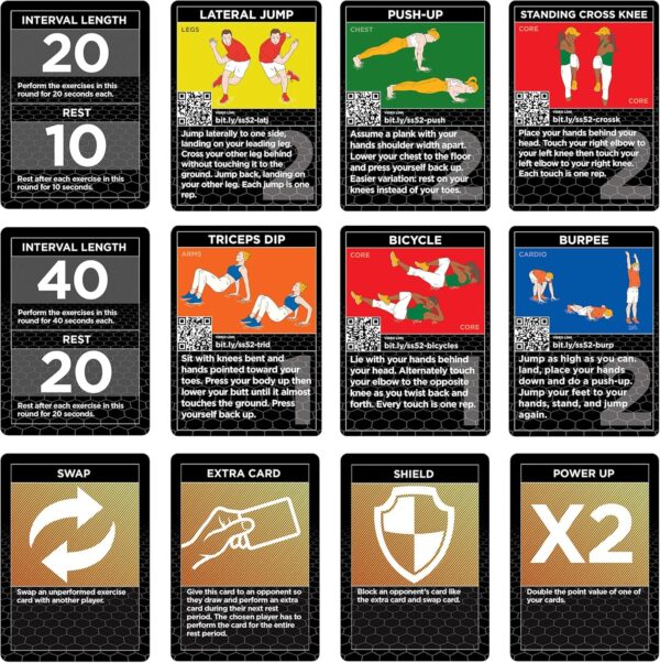 HIIT Interval Workout Game. Designed by Military Fitness Expert. Video Instructions Included. Bodyweight Exercises, No Equipment Needed. Fun and Motivating Training Program.