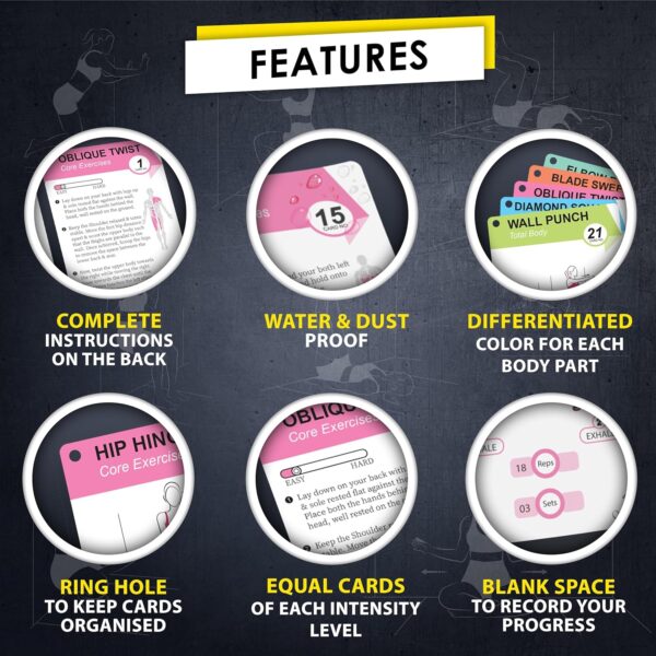 Wall Pilates Workouts For Women - 58 Exercise Cards with Wall Pilates Workout Postures, Instructions & Breathing Tips | Free Ring & Dry-Erase Marker to Create a Customize Wall Pilates Exercise Chart