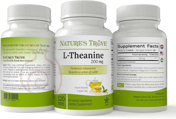 L-Theanine 200mg by Nature's Trove - 120 Vegetarian Capsules