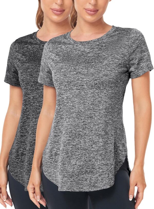 Absttith Women's Short Sleeve Workout Shirts Athletic Casual Tops Quick Dry Gym Soprt Tee Side Split