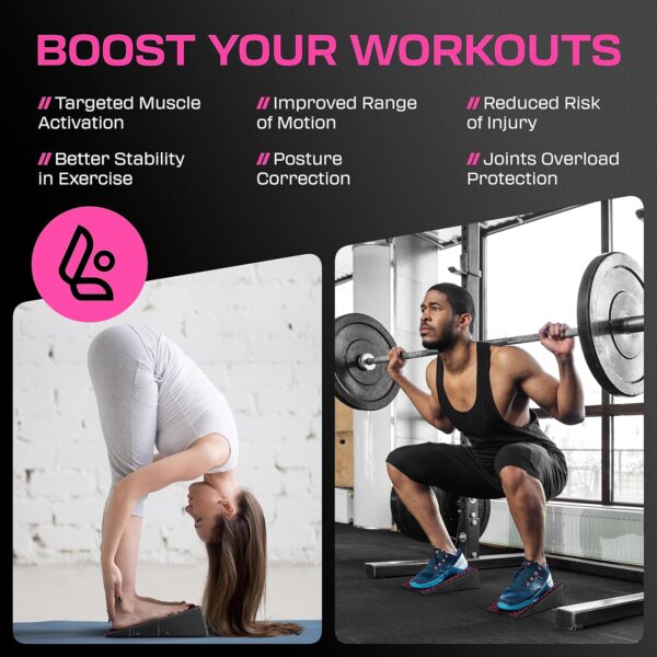 Squat Wedge Block Pair, Squat Ramp, Calf Raise Block, Anti-Slip Slant Board for Squats, ATG Equipment to Boost Workout, 17° Incline, 3.5x5.9x12.2, Backpack Included