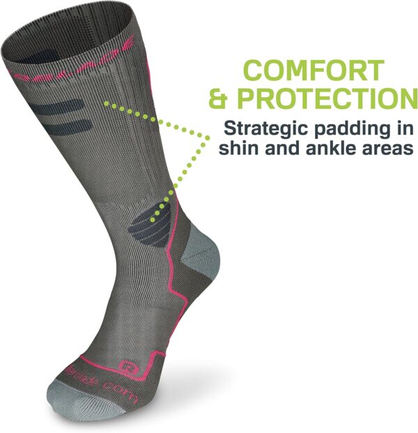 Rollerblade High Performance Women's Socks, Inline Skating, Multi Sport, Dark Grey and Pink