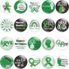 Mental Health Awareness Button Pins Green Ribbon Round Badges, Mental Health Awareness Month Brooch Pin, Mental Health Awareness Decoration Supplies, Clothing Bag Hat Accessories