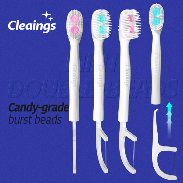 Disposable Toothbrushes with Double Cleaning Beads Toothpaste and Clean Floss Picks for Work or Travel - 20 pcs-Mint Flavor（Pack of 1）