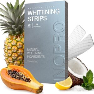 Natural Teeth Whitening Strips Kit 14 Treatments - Sensitive Teeth Whitener, Peroxide Free, Enamel Safe White Strips, Deep Stains Removal - Instant Teeth Whitening Without The Harm (28 Strips)