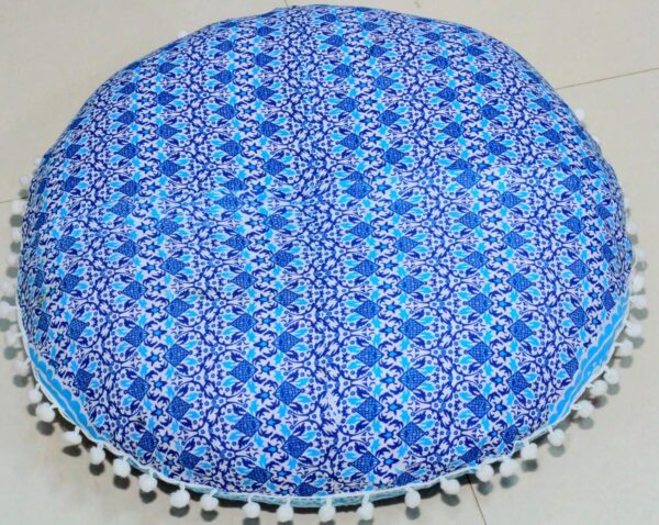 Large Round seat Floor Cushion Chair Ottoman Cover Pouf Pillow Meditation Floor Cushions for Adults Seating pouffe Ottoman Throw Covers Craft Room Furniture for Sitting Cover 22 Inches (Blue)