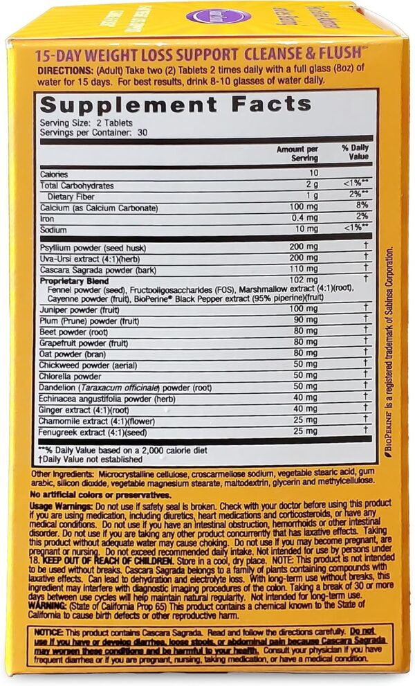 Nature's Secret 15-Day Weight Loss Support & Natural Energy Boost - Cleanse & Flush Stimulates Digestion, Enhances Toxin Elimination & Reduced Bloating with Healing Herbs & Probiotics - 60 Tablets