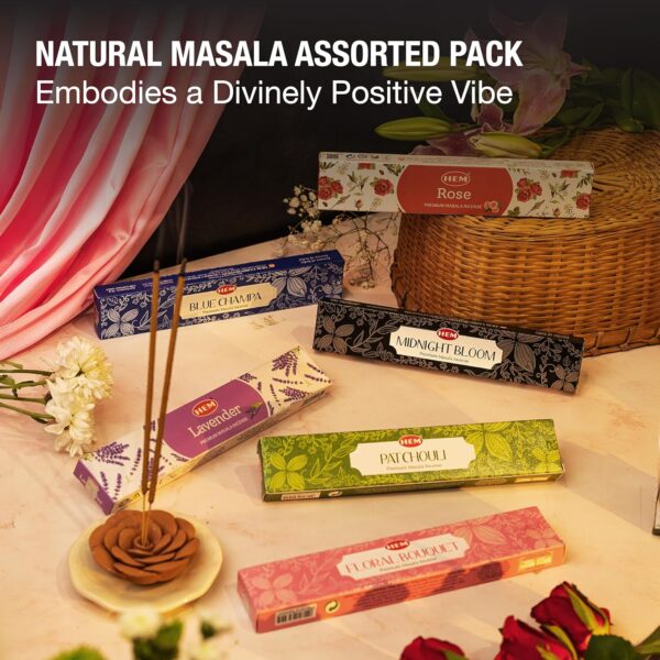 Hem Assorted Incense Sticks Variety 6 Incense Sticks Packs x 15 GMS-Aromatherapy Incense for Calm, Inscents Stick Gift Set, Perfect for Meditation and Relaxation (Hem Floral Series)