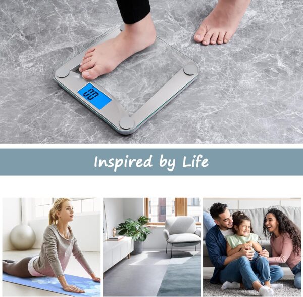 Vitafit Digital Bathroom Weight Scale for Body Weight, High Accuracy Assured by Weighing Professional Since 2001,Extra Large Blue Backlit LCD and Step-On, 400lb/180kg, Clear Glass