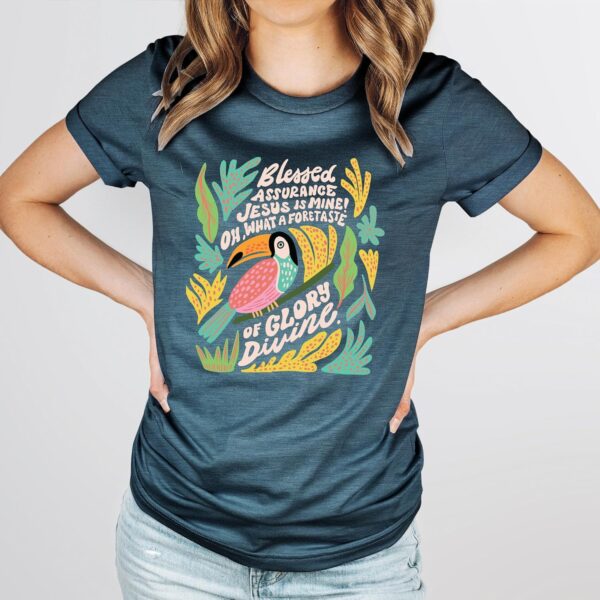 Love in Faith | Blessed Assurance Tropical | Christian T-Shirts for Women | Faith-Based Apparel | Christian Gifts