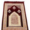 TB Muslim Prayer Rug, Islamic, Velvet Mat Ramadan Gift, with Prayer Bead Unique Decoration Gilded Gold-Like Embroidered for Women Man Kids Meditation Turkish African (Claret Red)