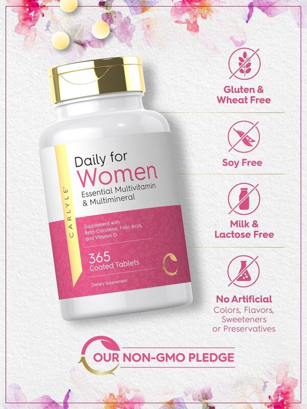 Carlyle Women's Daily Multivitamin | 365 Tablets | Vitamin and Mineral Supplement | Non-GMO, Gluten Free Pills
