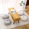 Floor Pillow Meditation Cushion Round Large Floor Pillows Seating for Adults, Velvet Thick Floor Cushions for Yoga Living Room Balcony Outdoor Tatami（Beige）