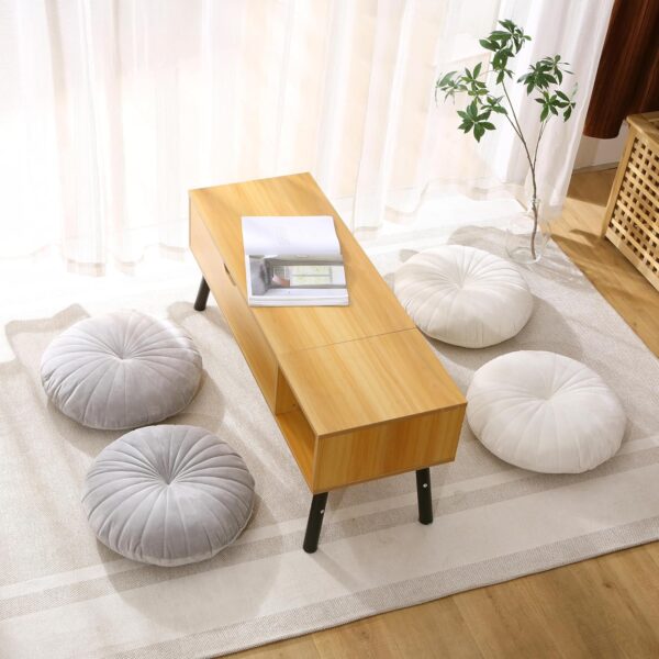 Floor Pillow Meditation Cushion Round Large Floor Pillows Seating for Adults, Velvet Thick Floor Cushions for Yoga Living Room Balcony Outdoor Tatami（Beige）