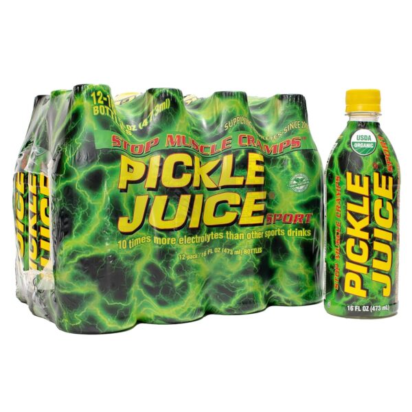 Pickle Juice Sports Drink - Relieves Cramps Immediately - Electrolyte Pickle Juice for Day & Night Time Leg Cramp Relief - Organic & No Artificial Ingredients - 16 oz, 12 Pack