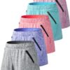 5 Pack: Womens Workout Gym Shorts Casual Lounge Set, Ladies Active Athletic Apparel with Zipper Pockets