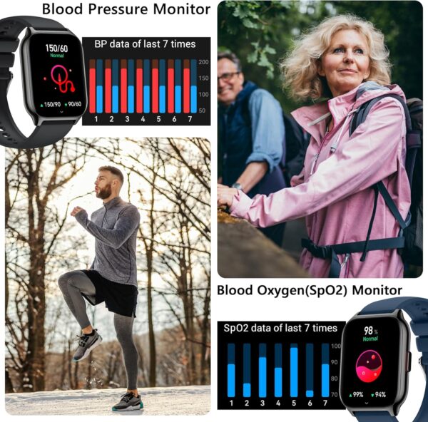Smart Watch for Women Men(Dial/Answer Calls), 2.0" Fitness Tracker Watch with Heart Rate/Blood Pressure/Blood Oxygen Monitor for Android iOS