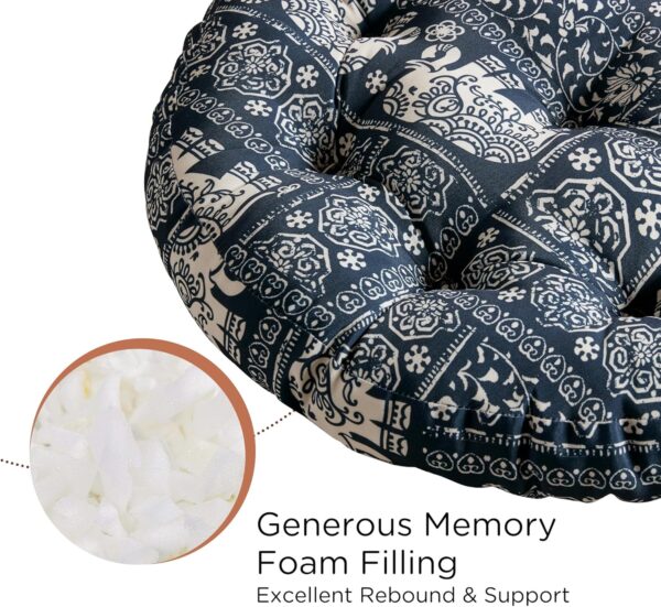 Codi Meditation Floor Pillow, Boho Pillows Seating for Adults and Kids, Large Cushion for Yoga Living Room Tatami Sitting, Memory Foam Added, 22x22 Inch Pack of 2, Round - Indigo Elephant