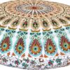 32" Peacock Mandala Bohemian Yoga Meditation Floor Pillow Cover Comfortable Home Car Bed Sofa Cushion Couch Seating Large Zipped Throw (32 inches, White Multi)