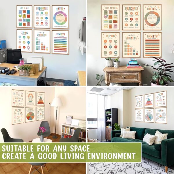 Jinniee 24 Opt Colorful Mental Health Posters, 12 Pcs Anxiety Therapy Motivational Poster Counseling Office Must Haves, School Counselor Supplies for Middle High School Must Haves Sets 10"x14"