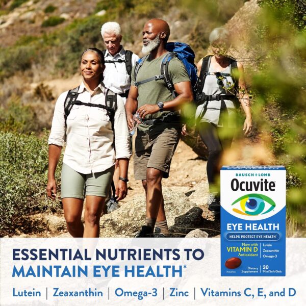 Ocuvite Eye Vitamin & Mineral Supplement, Contains Zinc, Vitamins C, E, Omega 3, Lutein, & Zeaxanthin, 30 Softgels