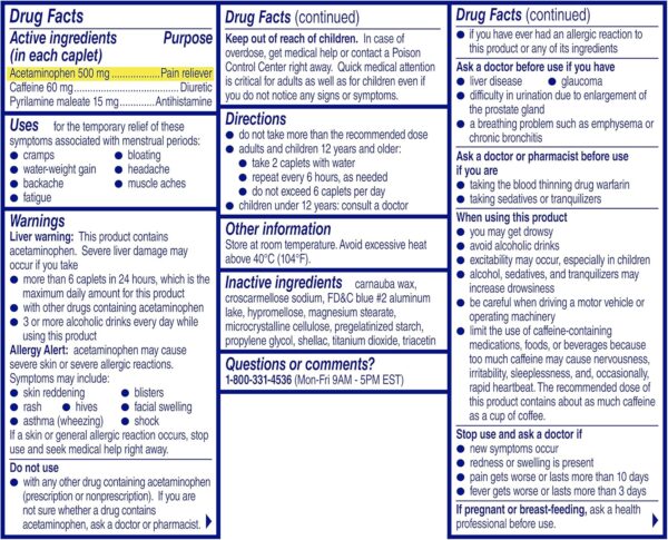 Midol Complete Menstrual Pain Relief Caplets, 40 Count - Provides Cramp, Headache, and Bloating Relief