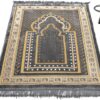 TB Islamic Prayer Rug Soft Velvet Muslim Mat Unique Arabic Turkish African Embroidered Design Prayer Bead Daily Salah Prayer Meditation Ramadan Eid Gift for Women Men Kids (Dark Gray)