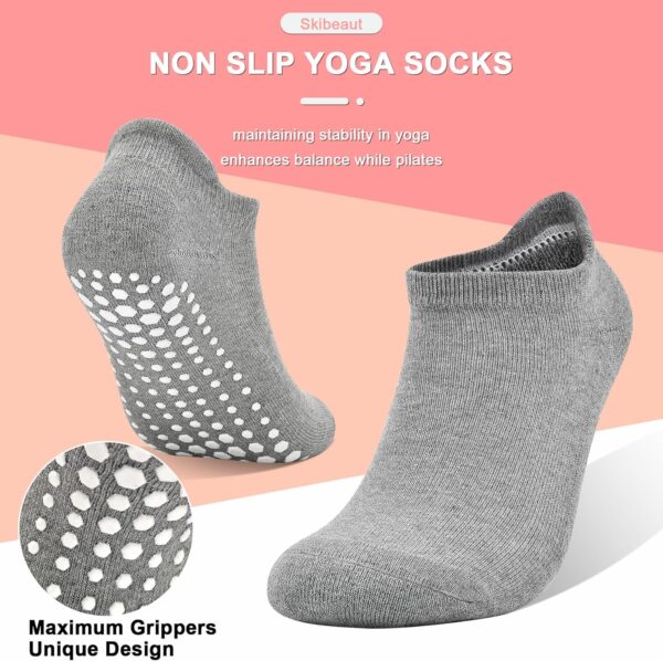 SkiBeaut Grips Non Slip Socks for Women, 4 Pairs Yoga Pilates Anti Skid Socks Woman Hospital Gripper Socks