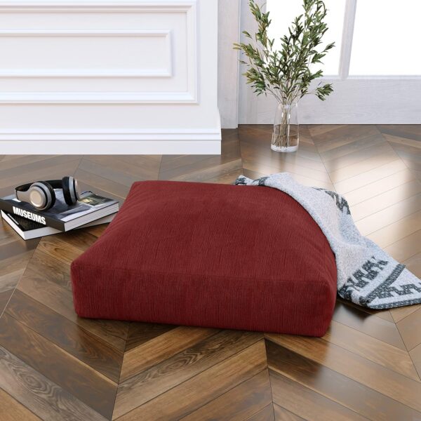 Jaxx Brio Large Décor Floor Pillow/Meditation Yoga Cushion, Plush Microvelvet, Berry Red
