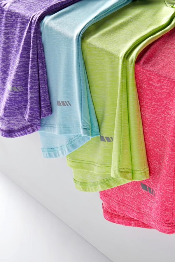 4 Pack: Youth Girls Athletic Shirts, Short Sleeve Dry Fit Apparel Tech Tshirts, Sports Activewear for Kids Teens