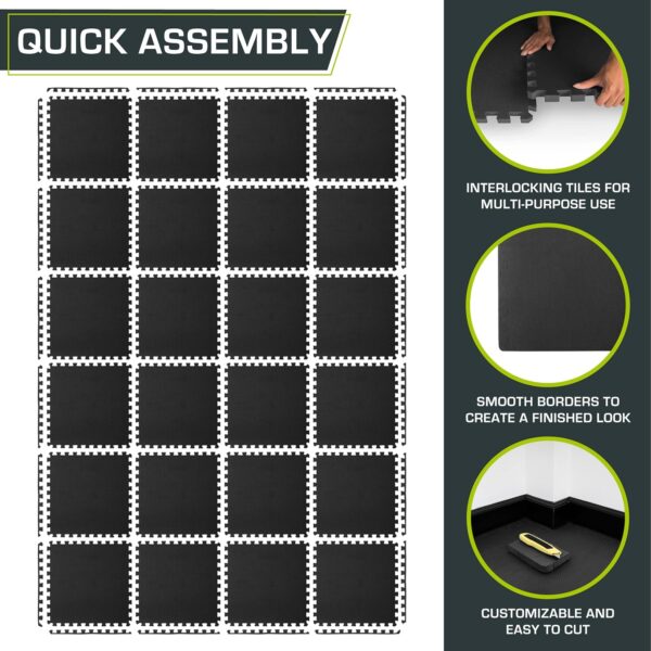 ProsourceFit Extra Thick Puzzle Exercise Mat, EVA Foam Interlocking Tiles for Protective, Cushioned Workout Flooring for Home and Gym Equipment